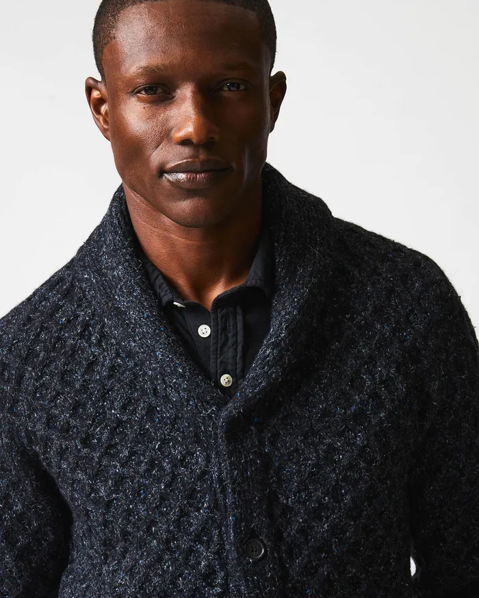 Men Honeycomb Cardigan Charcoal Billy Reid Sweaters and Sweatshirts