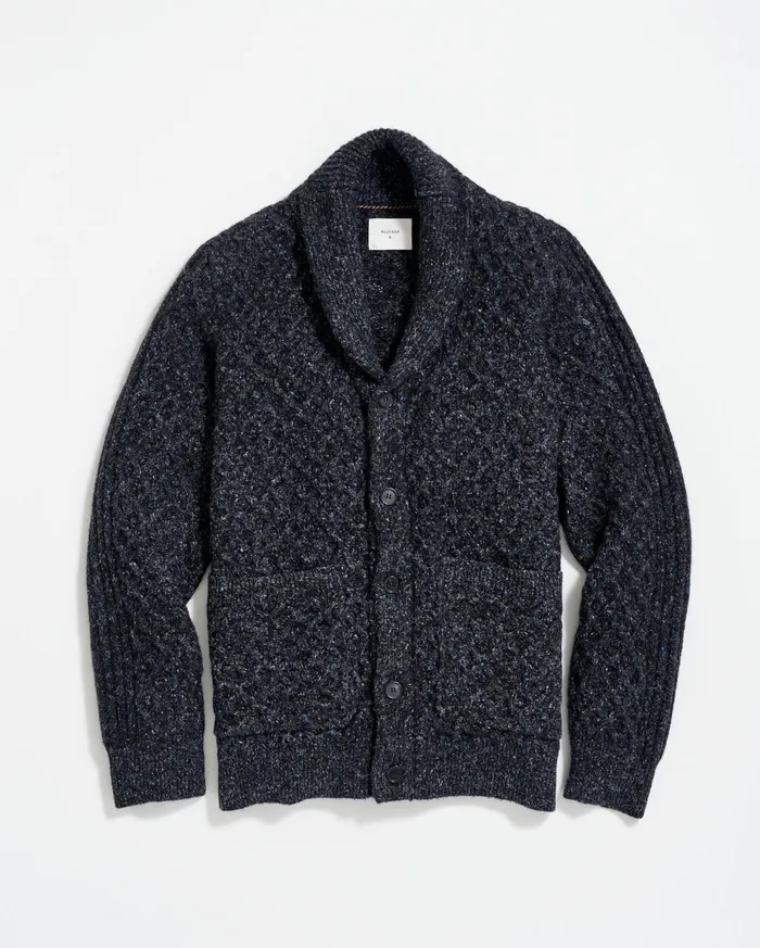 Men Honeycomb Cardigan Charcoal Billy Reid Sweaters and Sweatshirts