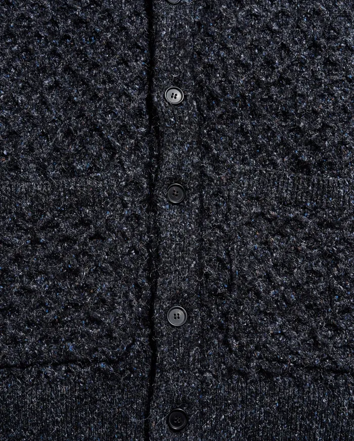 Men Honeycomb Cardigan Charcoal Billy Reid Sweaters and Sweatshirts