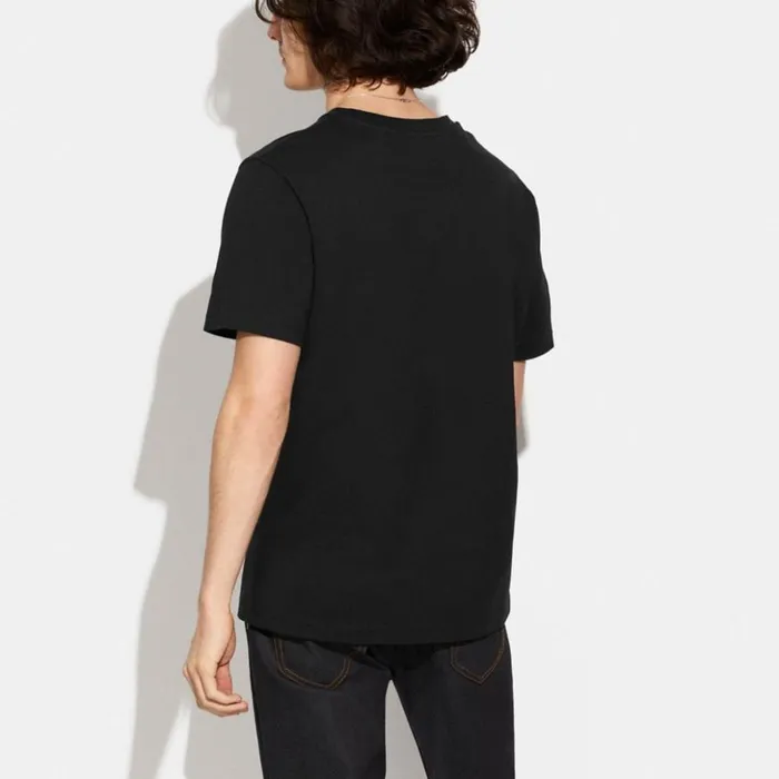 Men Horse And Carriage T Shirt In Organic Cotton Black Coach Tops and Bottoms