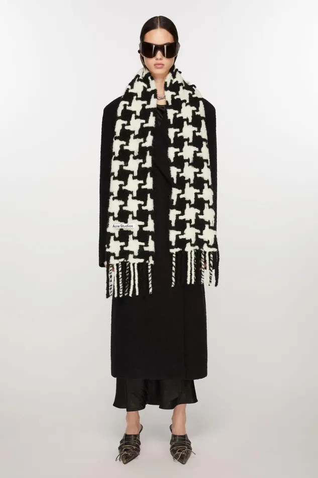 Men Houndstooth Scarf Whiteblack Acne Studios Scarves