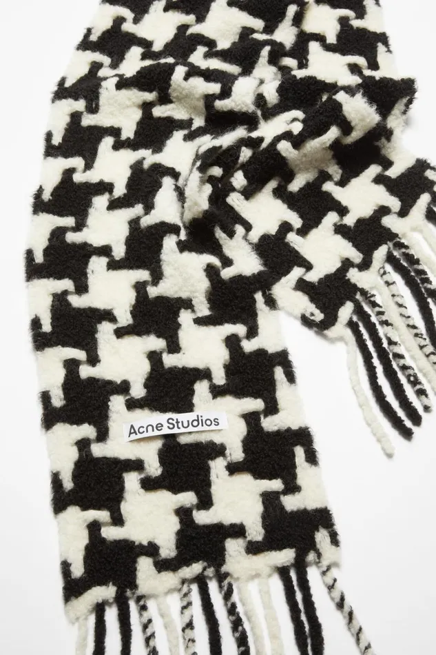 Men Houndstooth Scarf Whiteblack Acne Studios Scarves