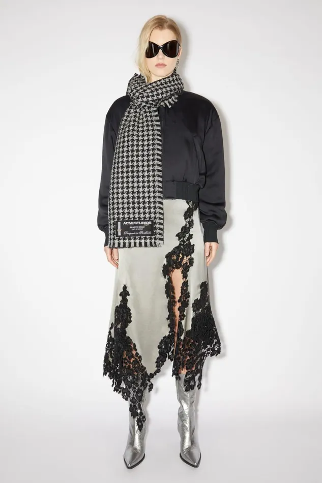Men Houndstooth Wool Scarf Whiteblack Acne Studios Scarves