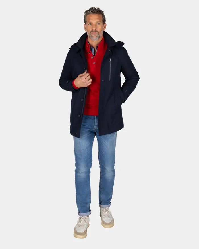 Men Jackets NZA New Zealand Auckland Dark Blue Parka With Hood 8211 Winter Navy