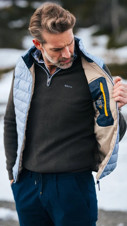 Men Jackets NZA New Zealand Auckland Light Blue Quilted Body Warmer 8211 Mineral Blue