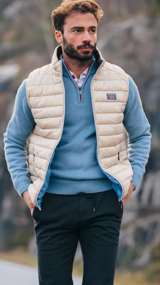 Men Jackets NZA New Zealand Auckland SandColored Padded Vest 8211 Shimmering Sand Men Jackets NZA New Zealand Auckland SandColored Padded Vest 8211 Shimmering Sand