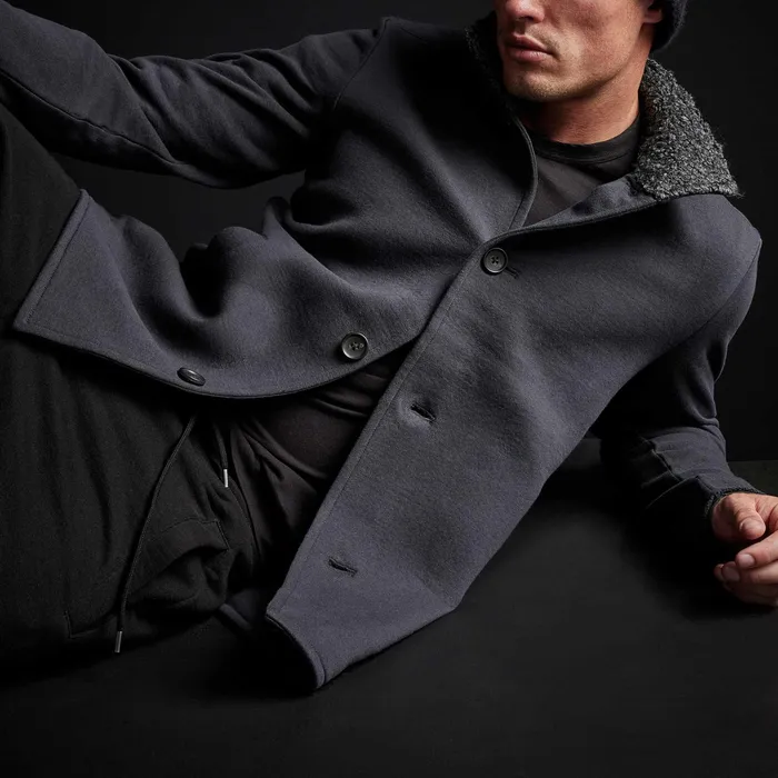 MEN James Perse JACKETSOUTERWEAR Fleece Funnel Neck Peacoat Magma