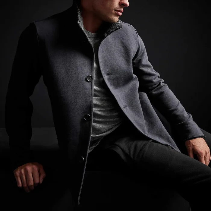MEN James Perse JACKETSOUTERWEAR Fleece Funnel Neck Peacoat Magma