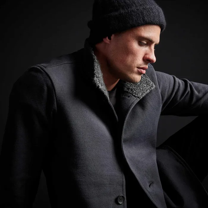 MEN James Perse JACKETSOUTERWEAR Fleece Funnel Neck Peacoat Magma