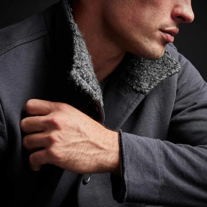 MEN James Perse JACKETSOUTERWEAR Fleece Funnel Neck Peacoat Magma
