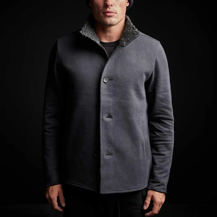 MEN James Perse JACKETSOUTERWEAR Fleece Funnel Neck Peacoat Magma