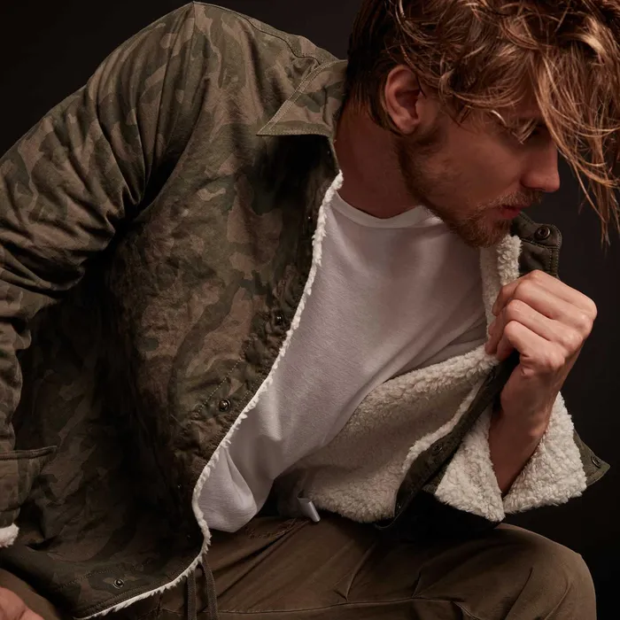 MEN James Perse JACKETSOUTERWEAR Sherpa Lined Camo Shirt Jacket Hunter Pigment