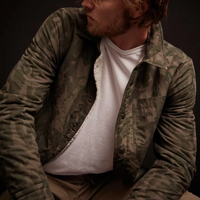 MEN James Perse JACKETSOUTERWEAR Sherpa Lined Camo Shirt Jacket Hunter Pigment