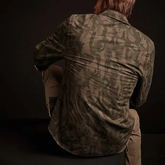MEN James Perse JACKETSOUTERWEAR Sherpa Lined Camo Shirt Jacket Hunter Pigment