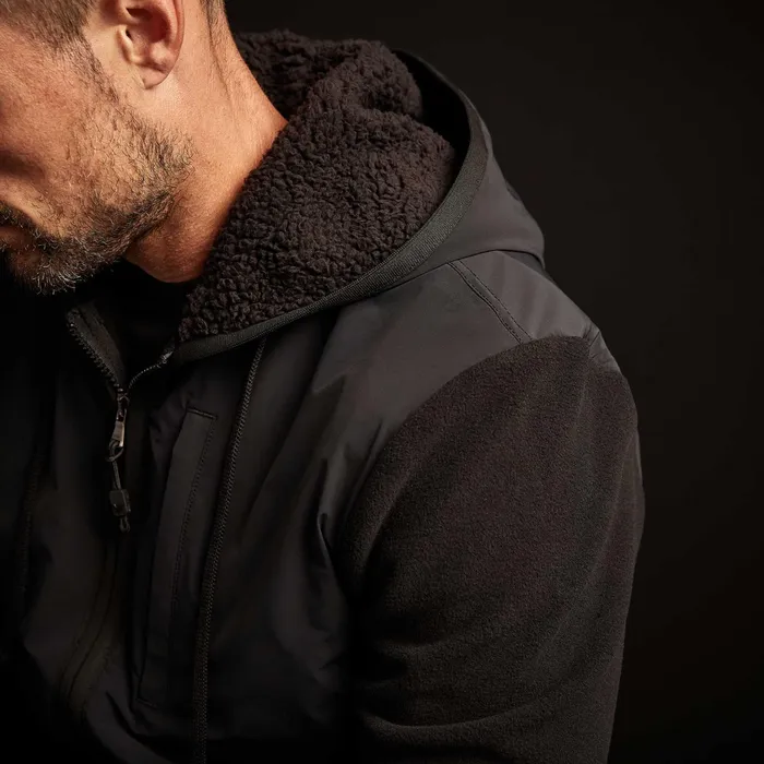MEN James Perse JACKETSOUTERWEAR Technical Polar Fleece Zip Up Hoodie Black