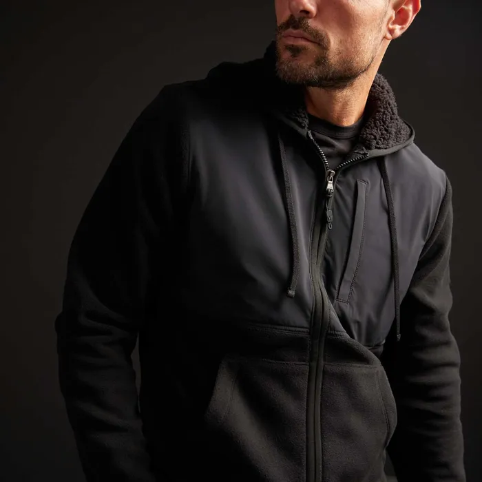 MEN James Perse JACKETSOUTERWEAR Technical Polar Fleece Zip Up Hoodie Black