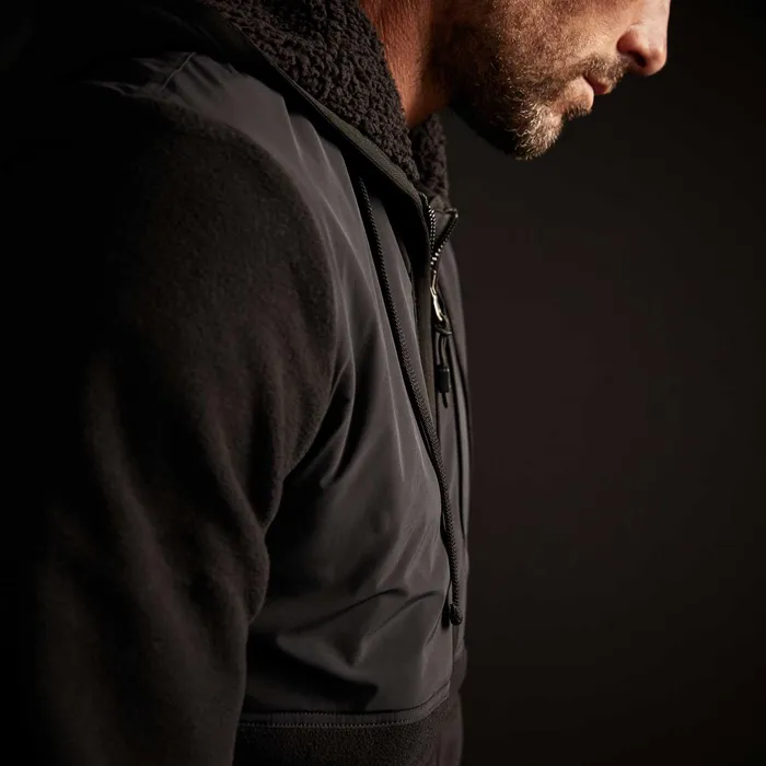 MEN James Perse JACKETSOUTERWEAR Technical Polar Fleece Zip Up Hoodie Black