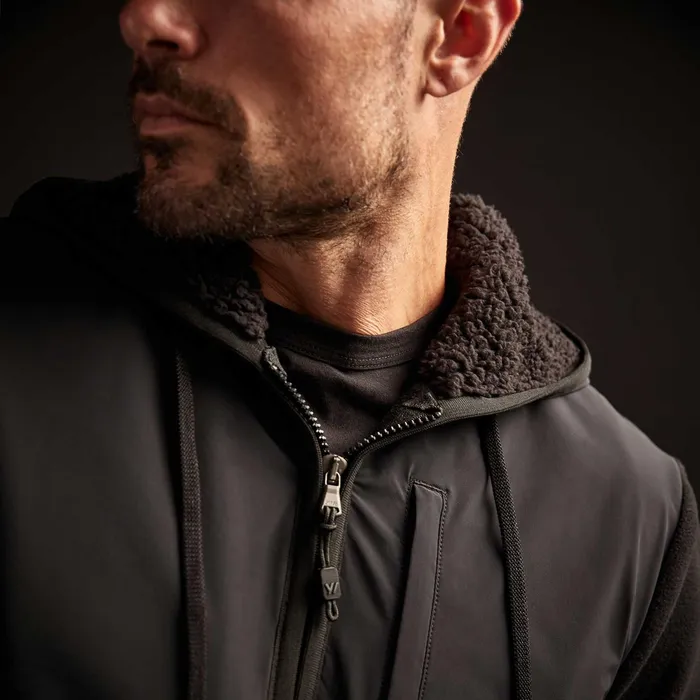 MEN James Perse JACKETSOUTERWEAR Technical Polar Fleece Zip Up Hoodie Black