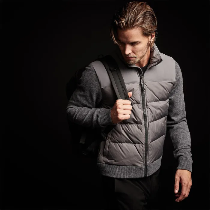 MEN James Perse Performance Jackets Luxury Down Zip Front Sweater Flannel