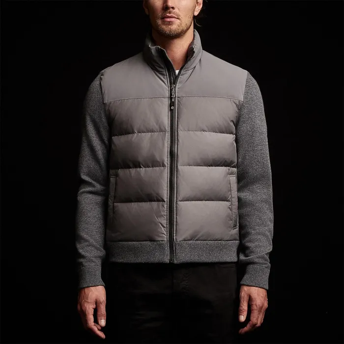 MEN James Perse Performance Jackets Luxury Down Zip Front Sweater Flannel