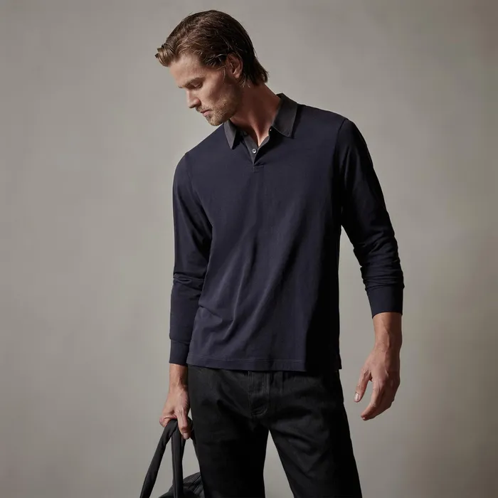 MEN James Perse POLOSNOVELTY TOPS Clean Finish Jersey Contrast Polo French Navymagma