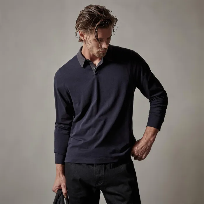 MEN James Perse POLOSNOVELTY TOPS Clean Finish Jersey Contrast Polo French Navymagma