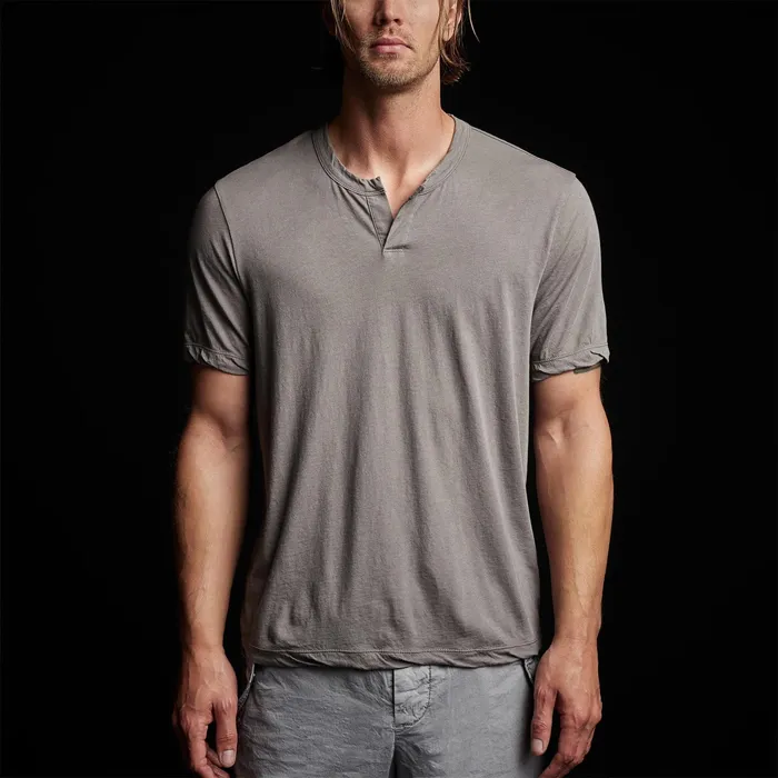 MEN James Perse POLOSNOVELTY TOPS Oasis Linen Henley River Rock