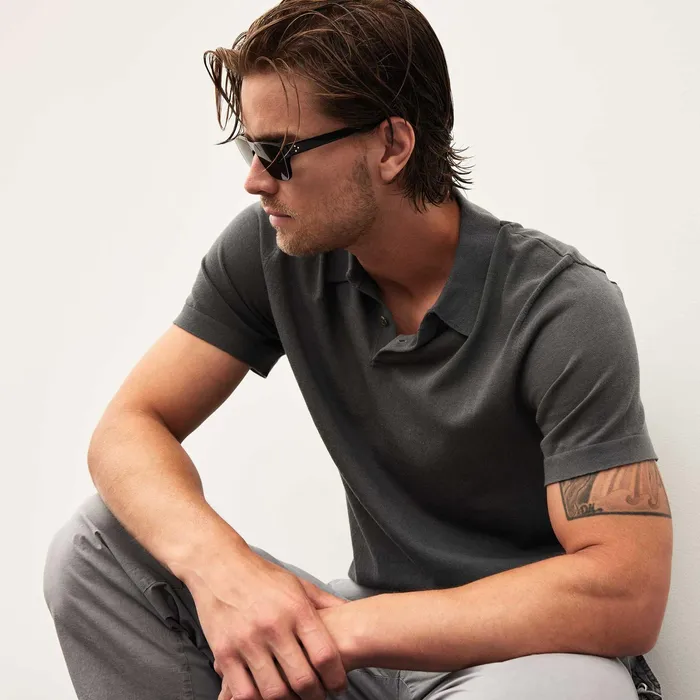 MEN James Perse POLOSNOVELTY TOPS San Jacinto Knit Polo Flint