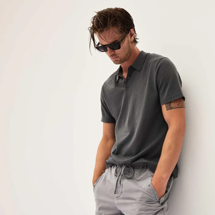 MEN James Perse POLOSNOVELTY TOPS San Jacinto Knit Polo Flint
