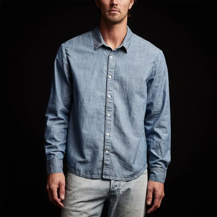 MEN James Perse SHIRTING Lightweight Denim Shirt Light Wash