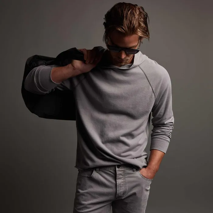 MEN James Perse SWEAT TOPSBOTTOMS Crisp Cotton Terry Hoodie Silver Grey