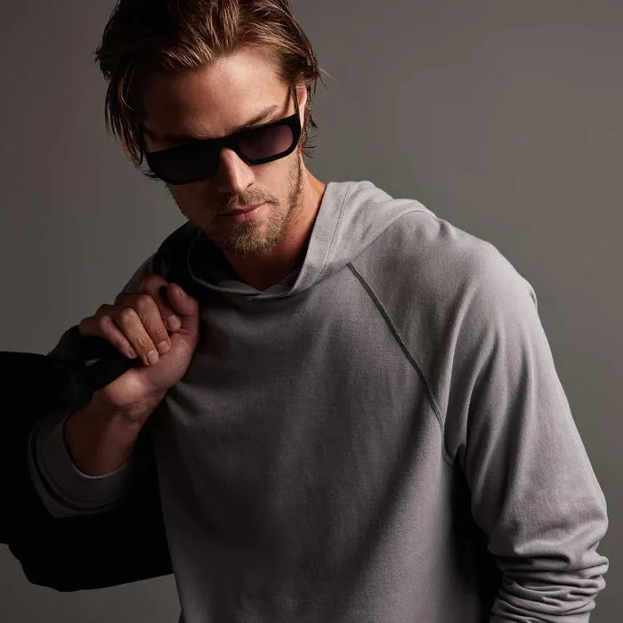 MEN James Perse SWEAT TOPSBOTTOMS Crisp Cotton Terry Hoodie Silver Grey