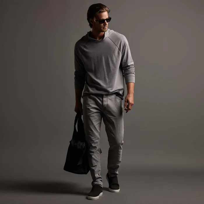 MEN James Perse SWEAT TOPSBOTTOMS Crisp Cotton Terry Hoodie Silver Grey