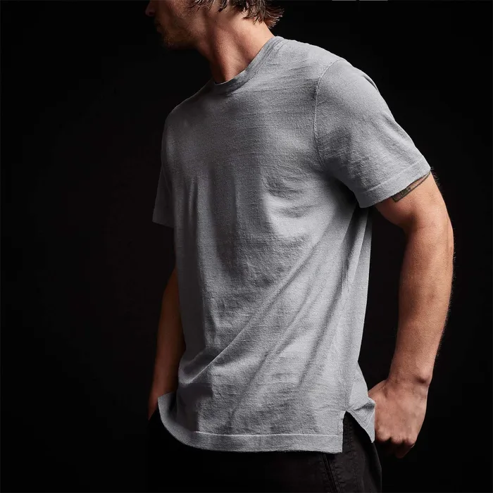 MEN James Perse SWEATERS Linen Blend Short Sleeve Crewneck Sweater Breeze