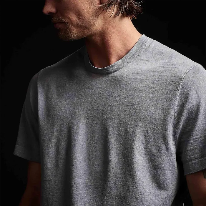 MEN James Perse SWEATERS Linen Blend Short Sleeve Crewneck Sweater Breeze