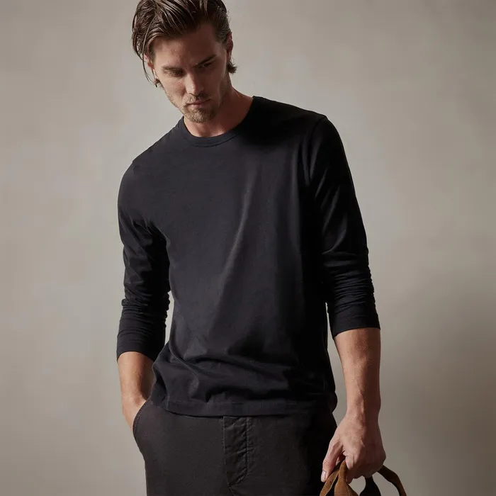MEN James Perse TSHIRTS Brushed Lotus Long Sleeve Crew Black