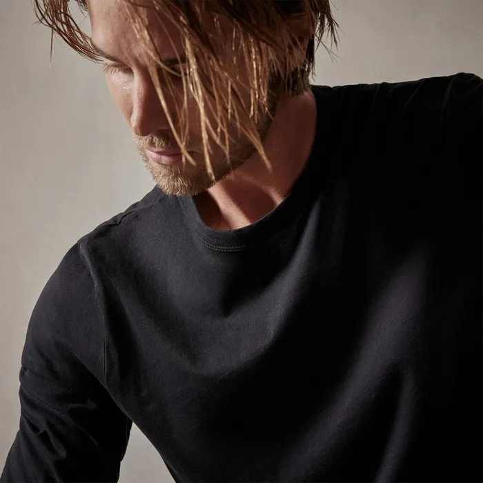 MEN James Perse TSHIRTS Brushed Lotus Long Sleeve Crew Black