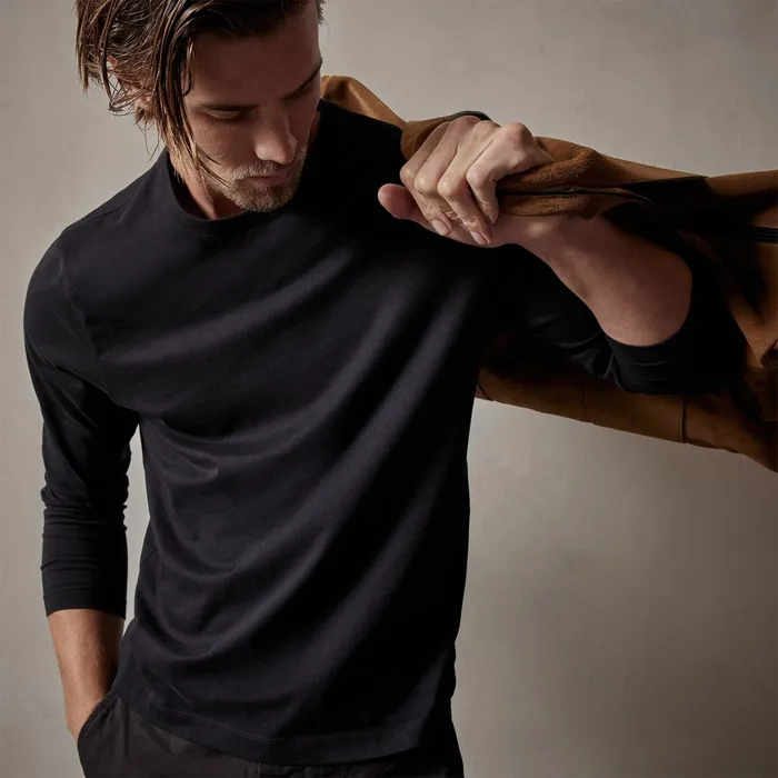 MEN James Perse TSHIRTS Brushed Lotus Long Sleeve Crew Black
