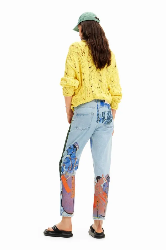 Men Jeans And Trousers Desigual Straight Jeans With India Print