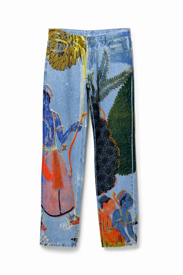 Men Jeans And Trousers Desigual Straight Jeans With India Print