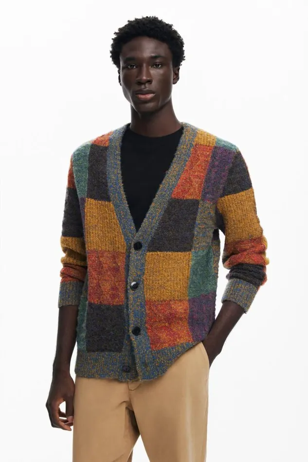 Men Jumpers And Sweatshirts Desigual Checked Cardigan