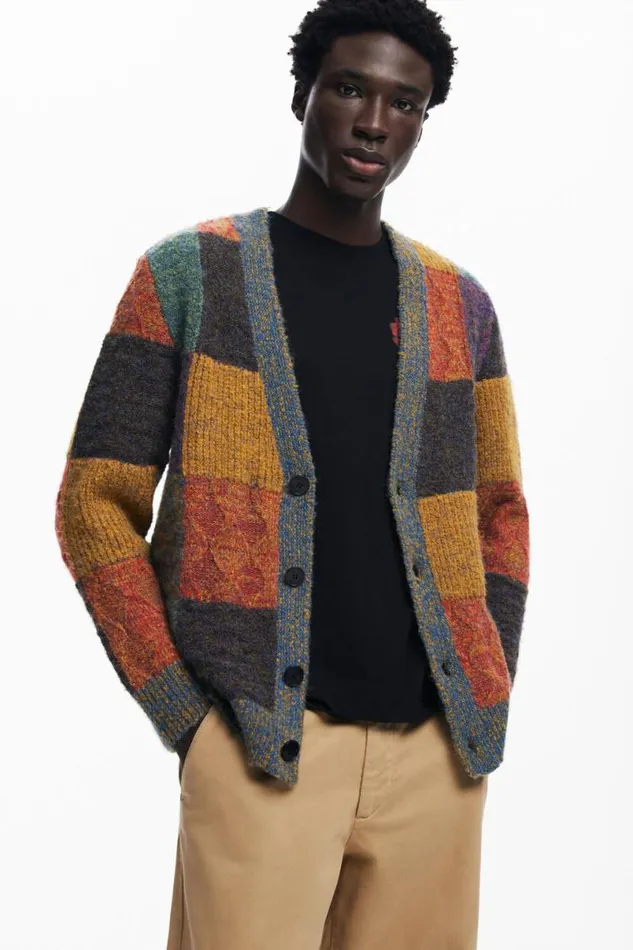 Men Jumpers And Sweatshirts Desigual Checked Cardigan