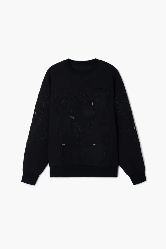 Men Jumpers And Sweatshirts Desigual Contrast Embroidered Sweatshirt