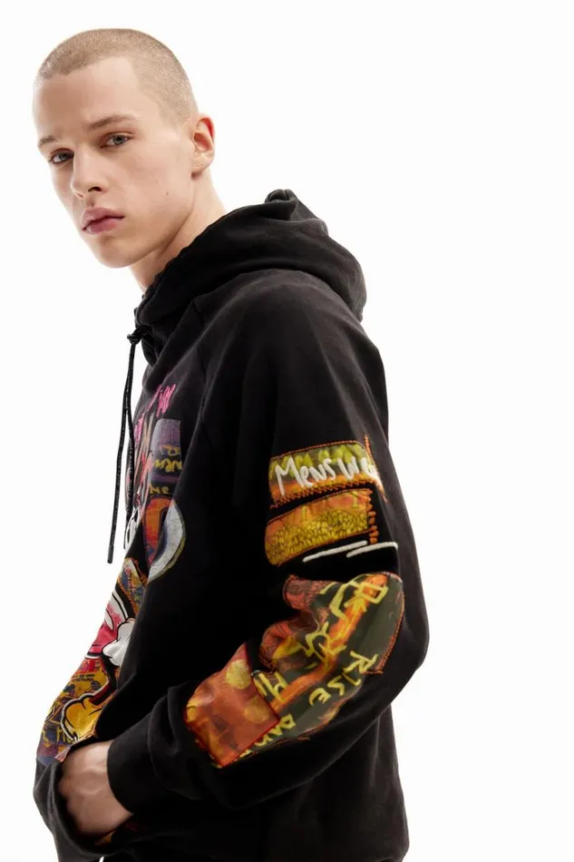 Men Jumpers And Sweatshirts Desigual Mickey Mouse Patchwork Sweatshirt