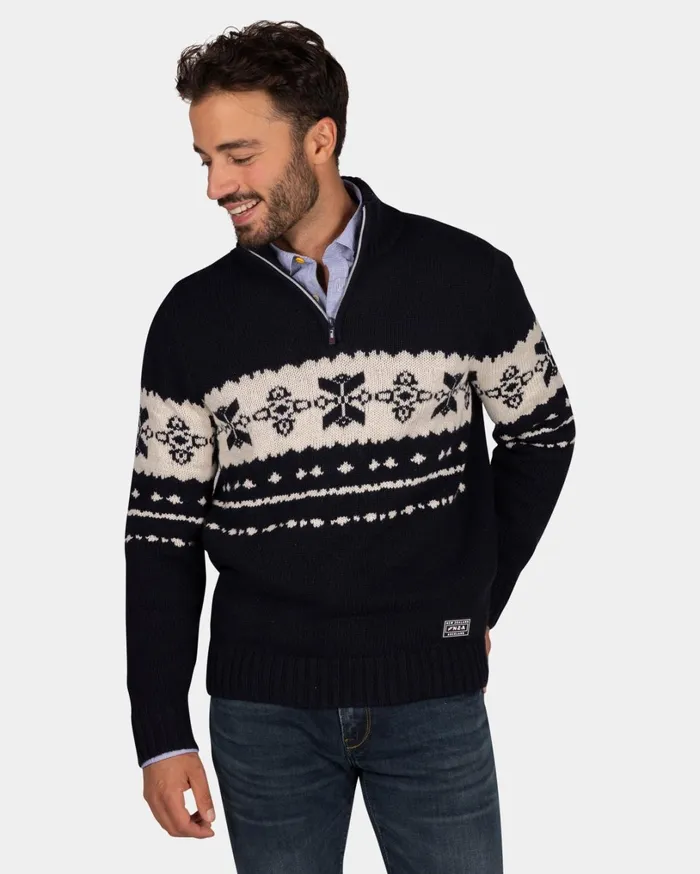 Men Knitwear NZA New Zealand Auckland Dark Blue Sweater With Ecru Pattern 8211 Winter Navy Men Knitwear NZA New Zealand Auckland Dark Blue Sweater With Ecru Pattern 8211 Winter Navy