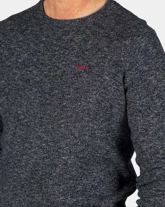 Men Knitwear NZA New Zealand Auckland Navy Knitted Sweater With Round Neck 8211 Winter Navy