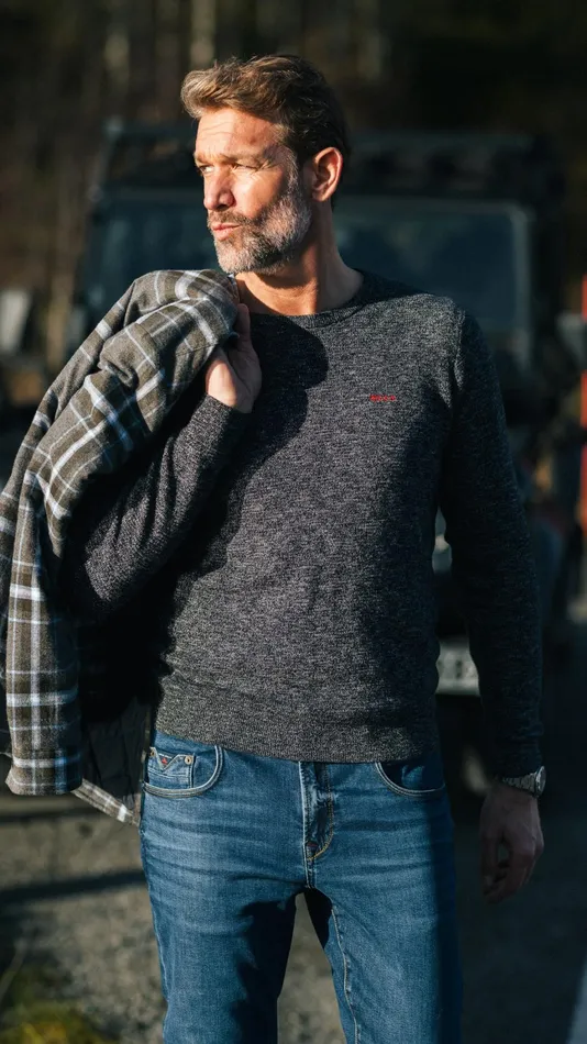 Men Knitwear NZA New Zealand Auckland Navy Knitted Sweater With Round Neck 8211 Winter Navy