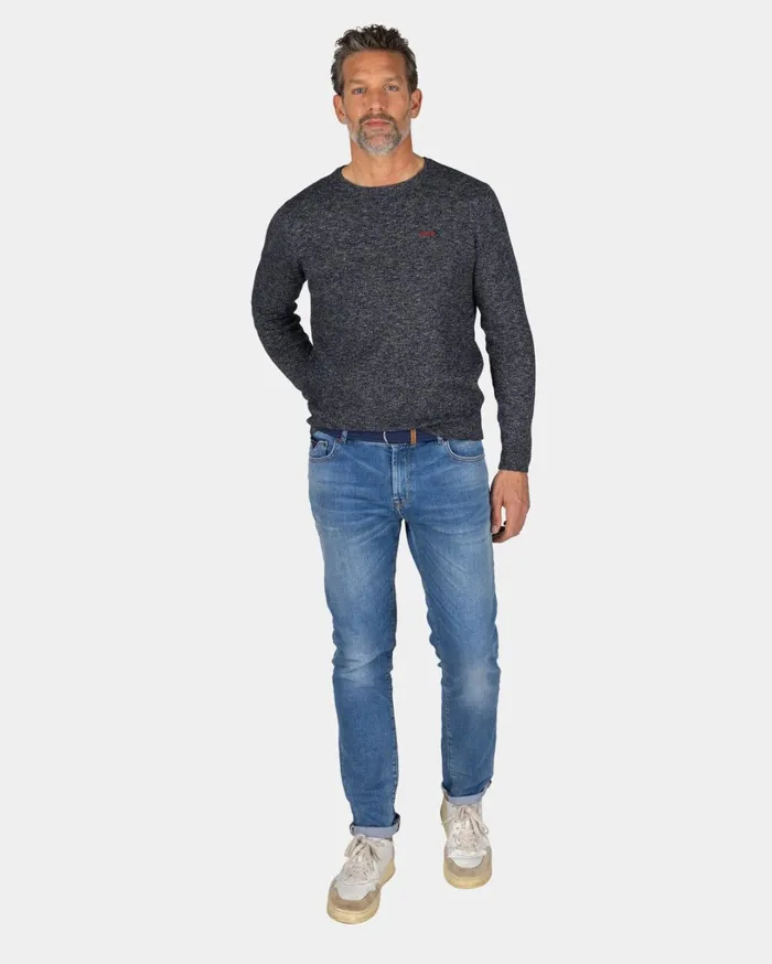 Men Knitwear NZA New Zealand Auckland Navy Knitted Sweater With Round Neck 8211 Winter Navy