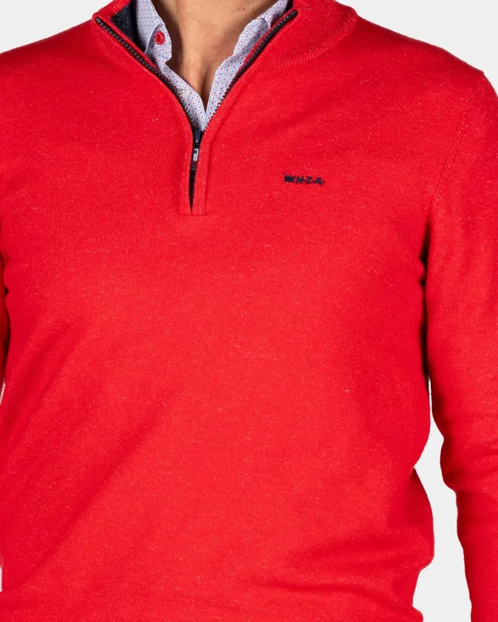 Men Knitwear NZA New Zealand Auckland Red Pullover With Elastane 8211 Reef Red