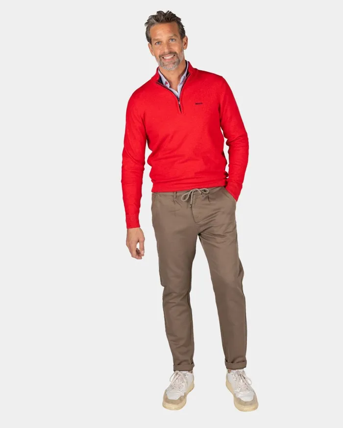 Men Knitwear NZA New Zealand Auckland Red Pullover With Elastane 8211 Reef Red